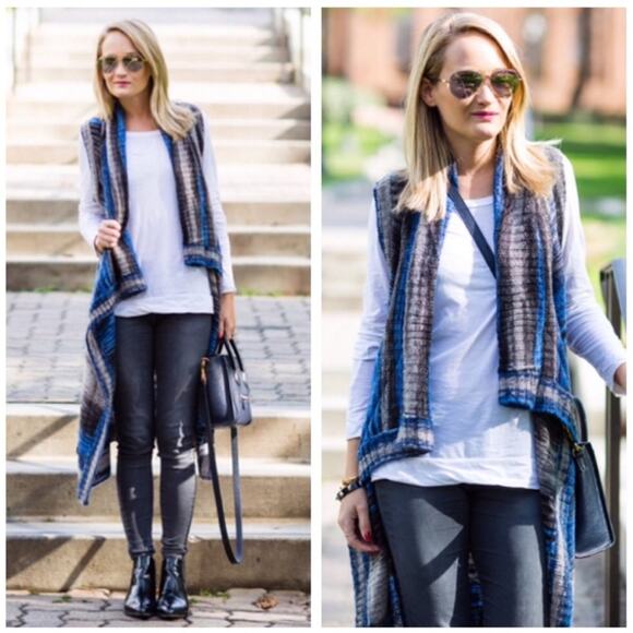 Anthropologie Women's‎ Moth Spacedyed Blue Duster Vest Cardigan Size XS - Picture 2 of 6